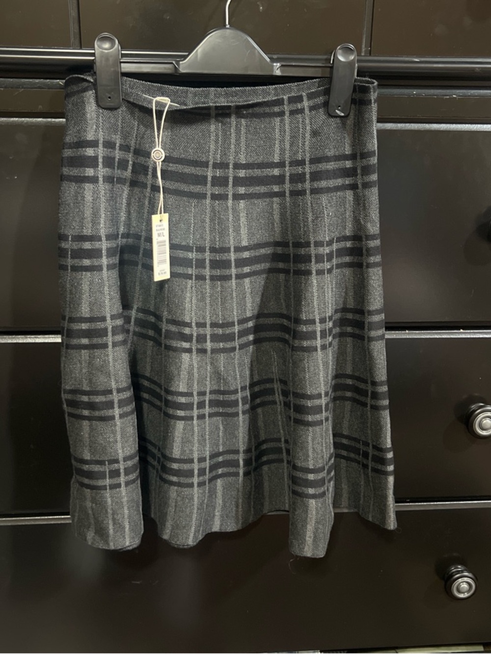 Max Studio Gray Plaid A-Line Skirt